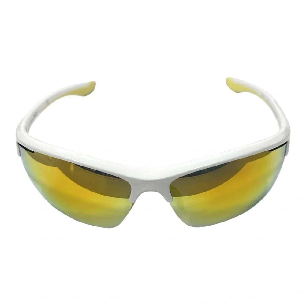 ADULT WHITE/ORANGE HALF-RIM BLADE SUNGLASSES